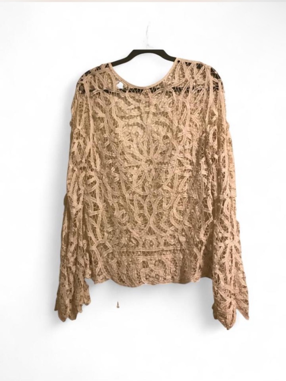 Vintage Free People Crochet Tie-Front Lace Top in ivory - Picture 2 of 6